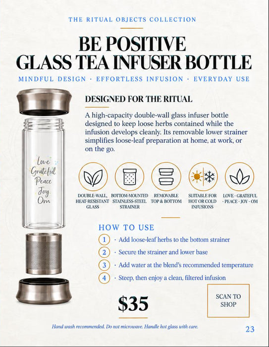 Glass Tea Infuser Bottle | Loose Leaf Ritual | Be Positive Creations