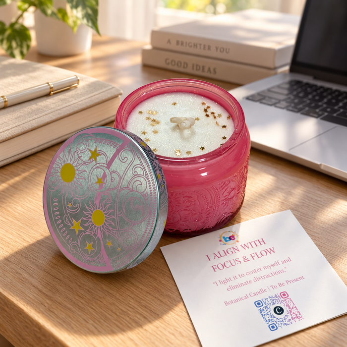 Focus & Flow Pink Stars Natural Soy Candle — 7 oz